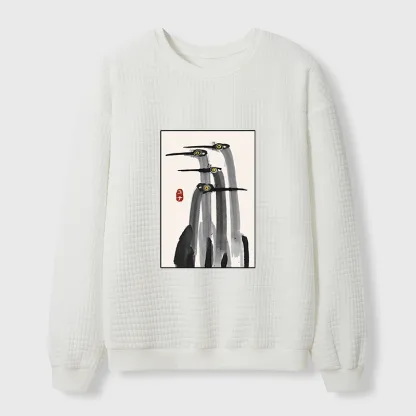 Tokyo-Tiger Japanese Crane Poster Waffle Sweatshirt