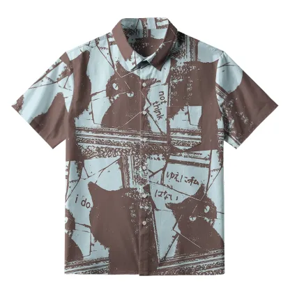 Tokyo-Tiger Cat Looking In The Mirror Button-up Shirt