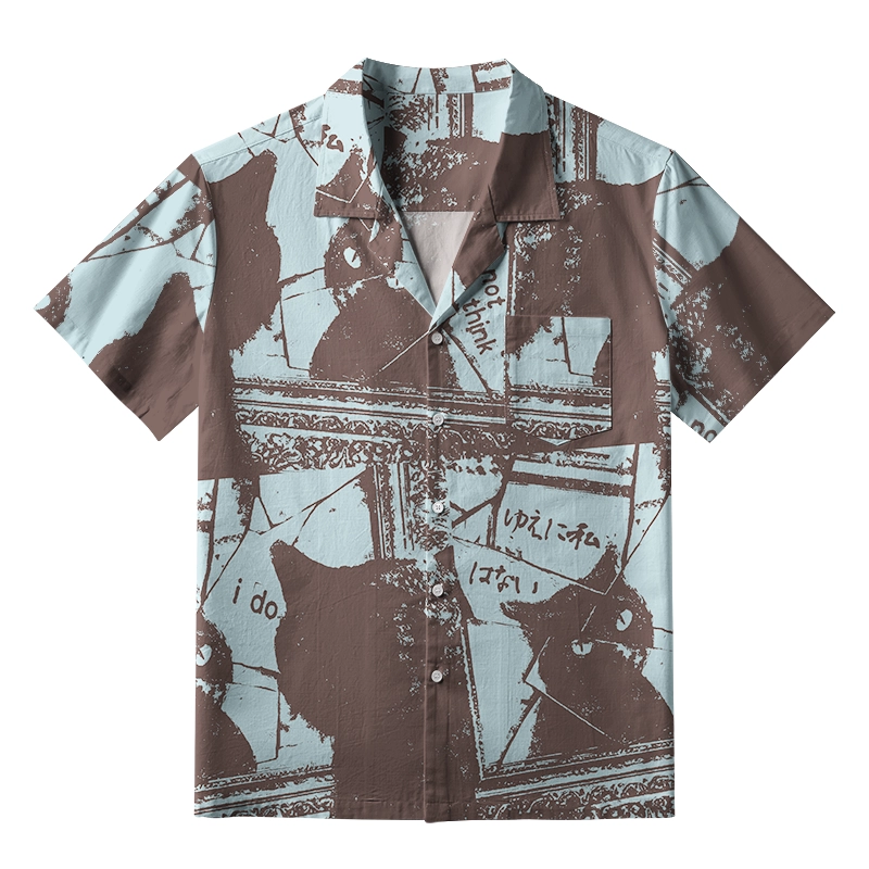 Tokyo-Tiger Cat Looking In The Mirror Aloha Hawaiian Shirt