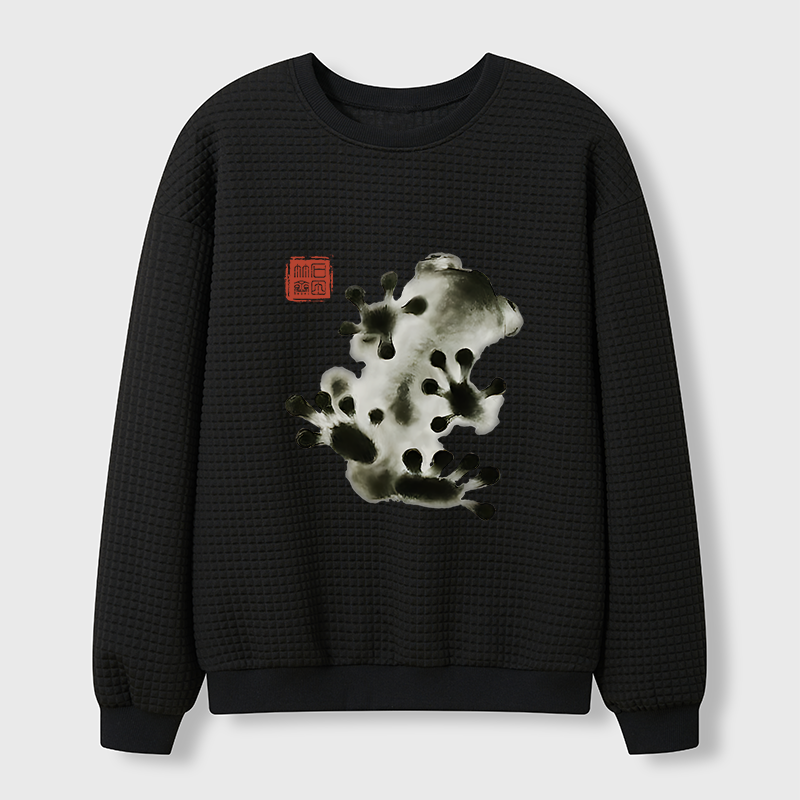 Tokyo-Tiger Ink Painting Frog Waffle Sweatshirt