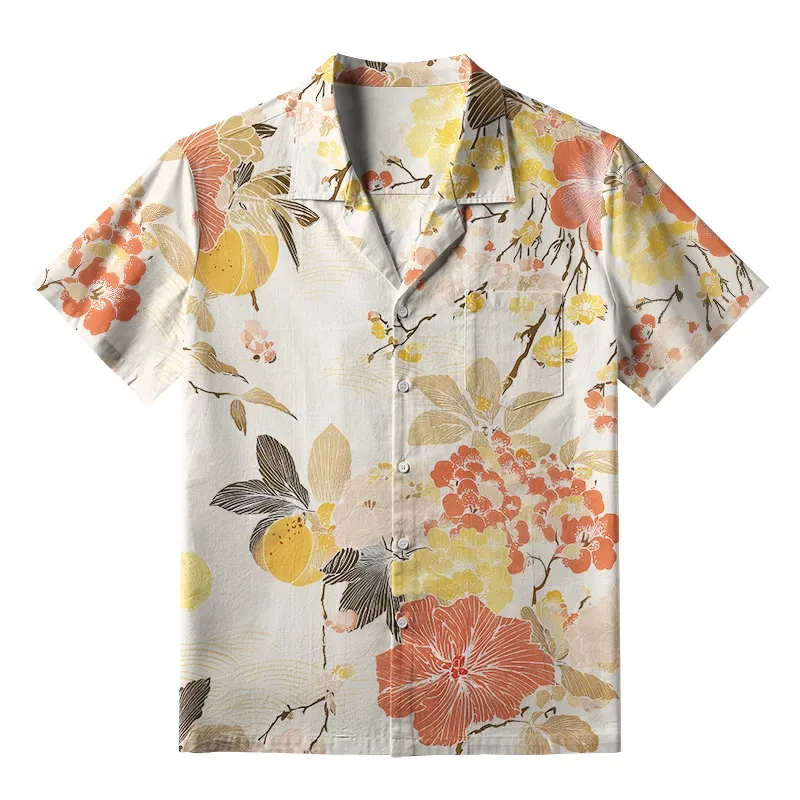 Tokyo-Tiger Vibrant Flowers And Fruits Aloha Hawaiian Shirt