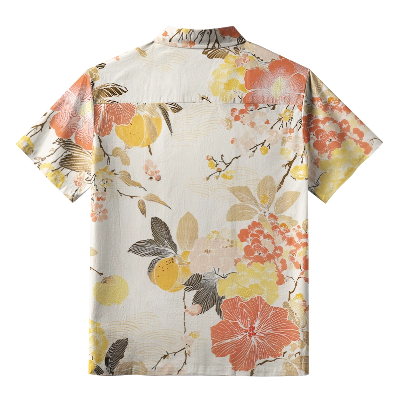 Tokyo-Tiger Vibrant Flowers And Fruits Button-up Shirt