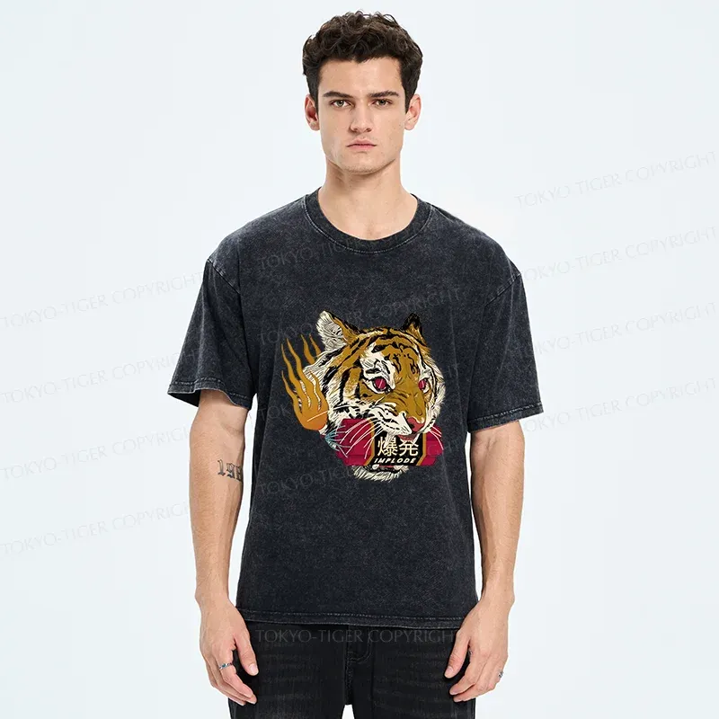 Tokyo-Tiger Angry Tiger Washed T-Shirt
