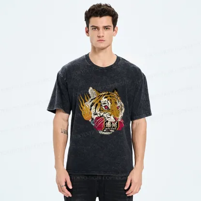 Tokyo-Tiger Angry Tiger Washed T-Shirt