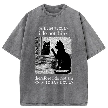 Tokyo-Tiger Cat Looking In The Mirror Washed T-Shirt
