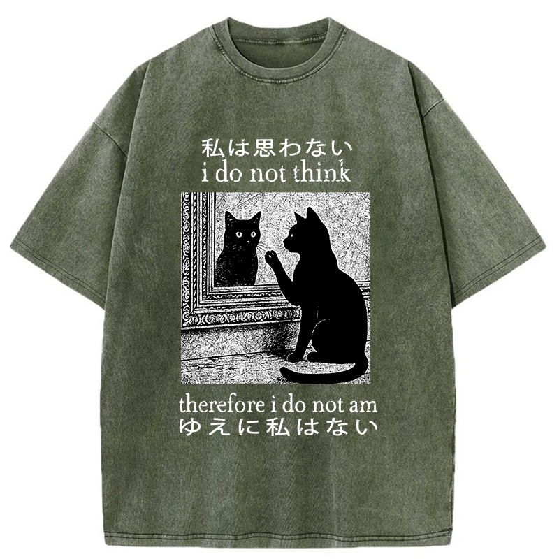 Tokyo-Tiger Cat Looking In The Mirror Washed T-Shirt