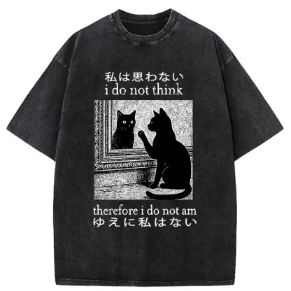 Tokyo-Tiger Cat Looking In The Mirror Washed T-Shirt
