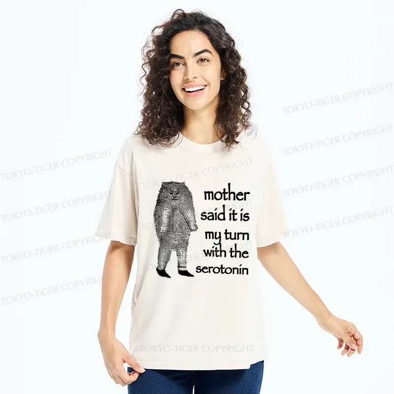 Tokyo-Tiger Cat Lacking Serotonin Washed T-Shirt