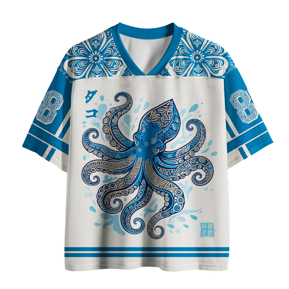 Tokyo-Tiger Blue Flower Octopus Mesh Jersey