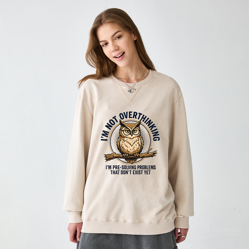 Tokyo-Tiger Overthink Master Owl Washed Terry Sweatshirt