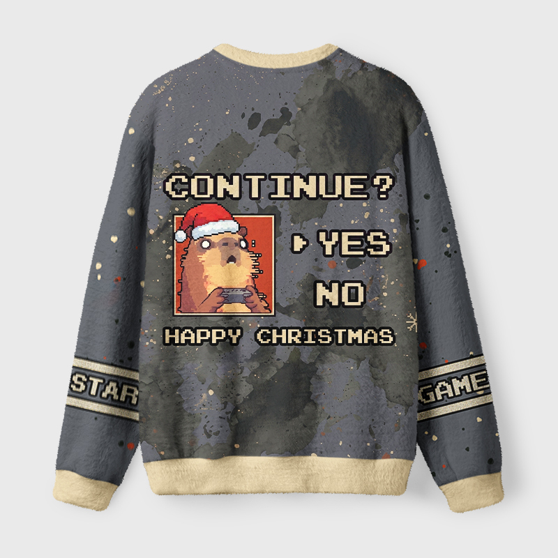 Tokyo-Tiger "BRUH" Capy Gamer Fuzzy Christmas Ugly Sweatshirt
