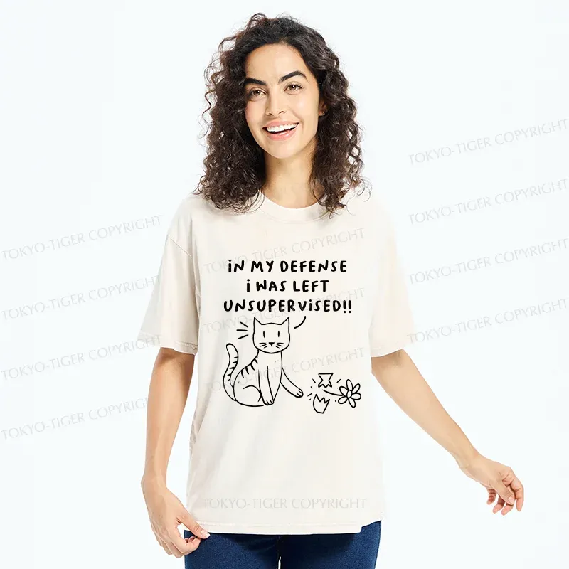 Tokyo-Tiger Cat Breaking The Vase Washed T-Shirt