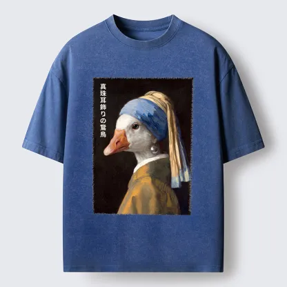 Tokyo-Tiger Vintage Art Goose Meme Washed T-Shirt