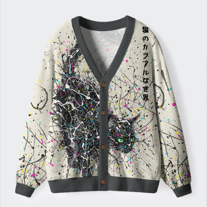 Tokyo-Tiger In the Spectrum of Cats Ugly Cardigan Sweater