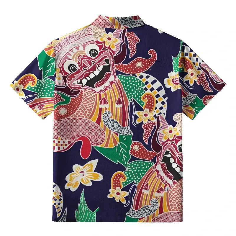Tokyo-Tiger Japanese Demon Mask Aloha Hawaiian Shirt