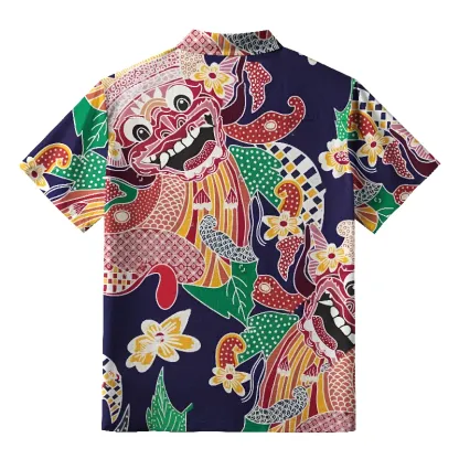 Tokyo-Tiger Japanese Demon Mask Aloha Hawaiian Shirt