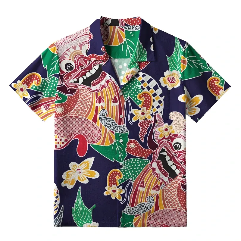 Tokyo-Tiger Japanese Demon Mask Aloha Hawaiian Shirt Sale
