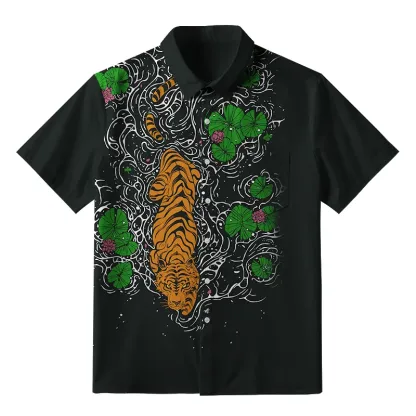 Tokyo-Tiger Fierce Tiger In The Pond Button-up Shirt