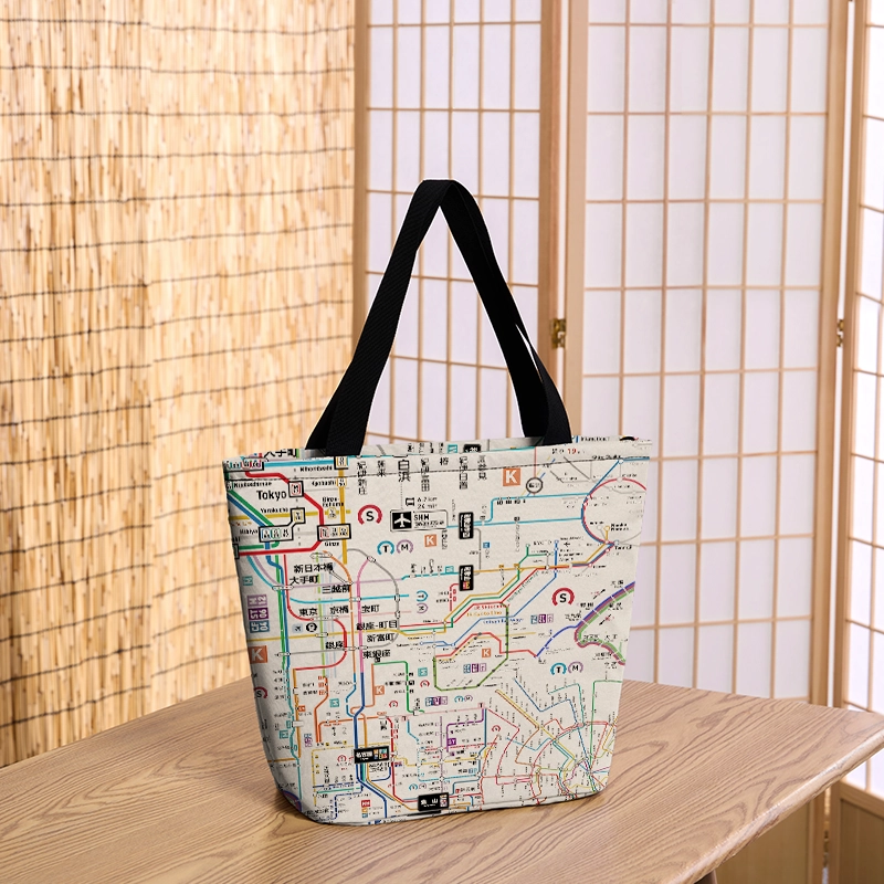 Tokyo-Tiger Tokyo Subway Map Zipper Tote Bag