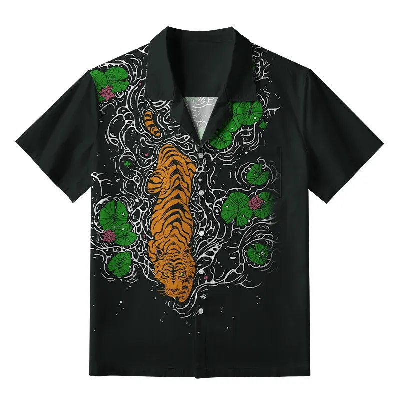 Tokyo-Tiger Fierce Tiger In The Pond Aloha Hawaiian Shirt