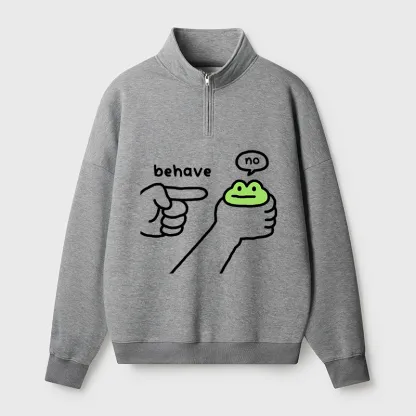 Tokyo-Tiger Dishonest Frog Half Zip Fleece Sweatshirt