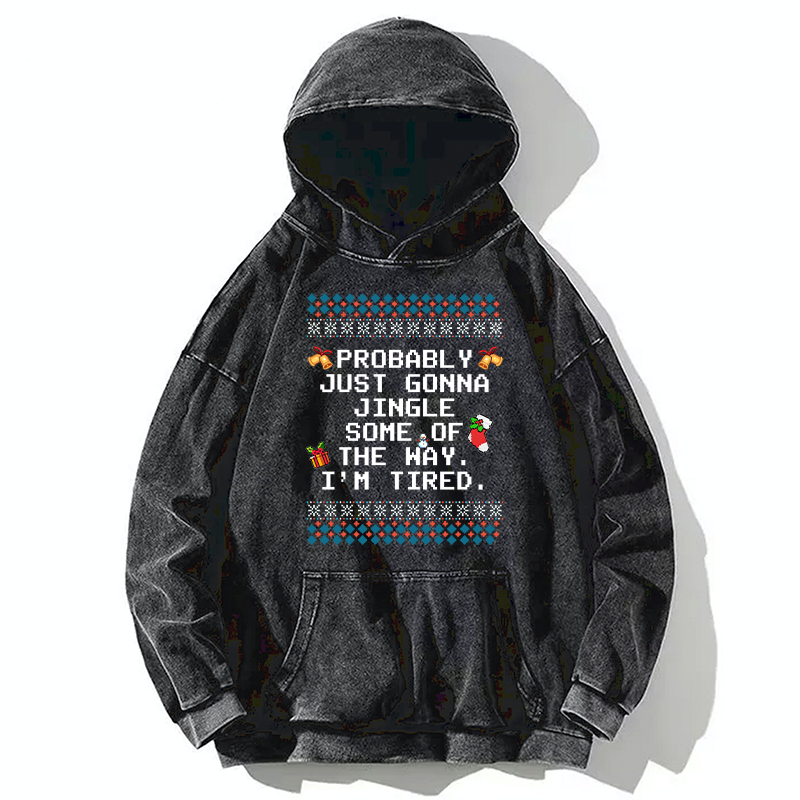 Tokyo-Tiger Too Tired to Fully Jingle Washed Hoodie