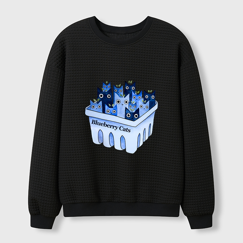 Tokyo-Tiger Blueberry Cats Waffle Sweatshirt