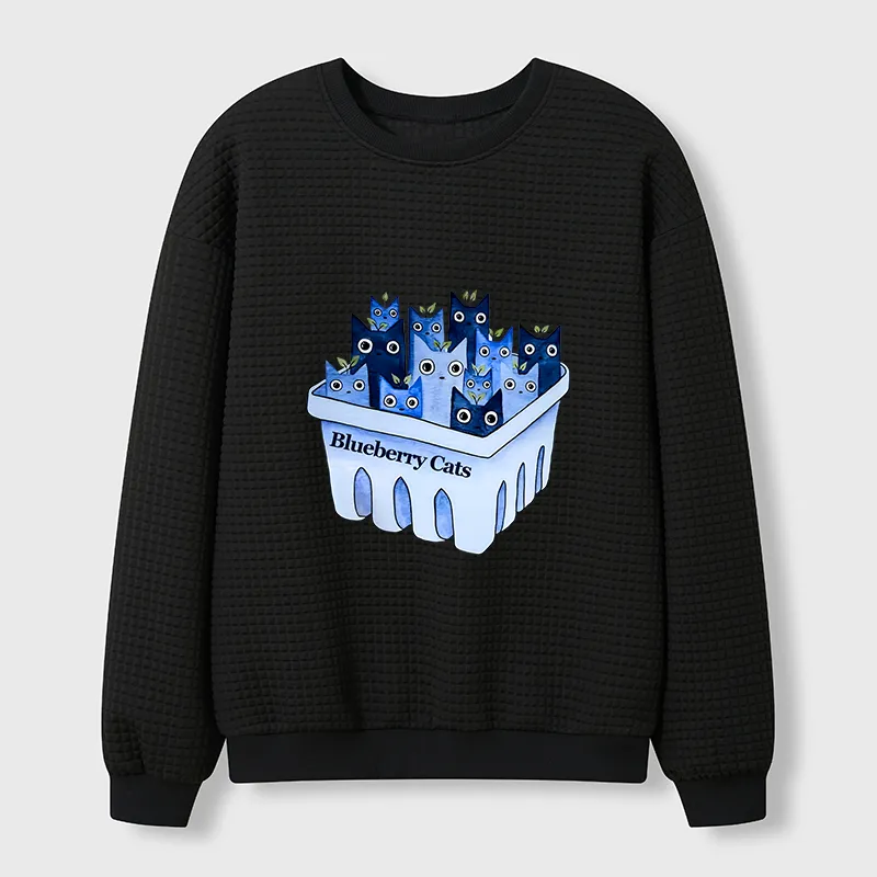 Tokyo-Tiger Blueberry Cats Waffle Sweatshirt