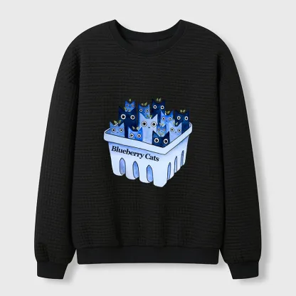 Tokyo-Tiger Blueberry Cats Waffle Sweatshirt