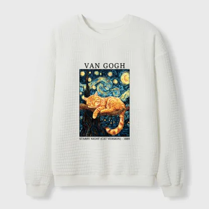 Tokyo-Tiger Starry Cat Dreams Waffle Sweatshirt