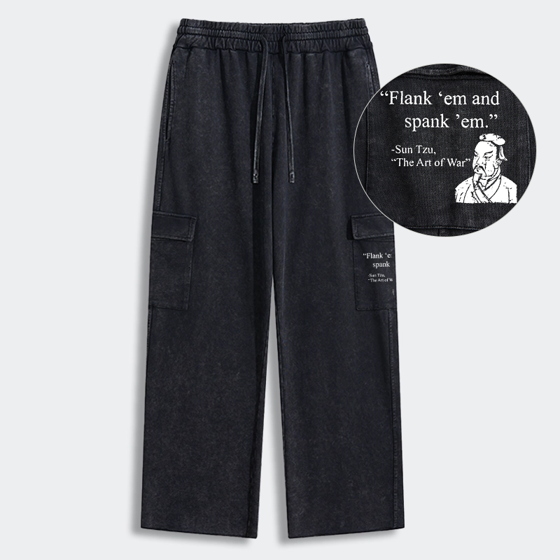 Tokyo-Tiger The Art Of War Funny Washed Utility Sweatpants