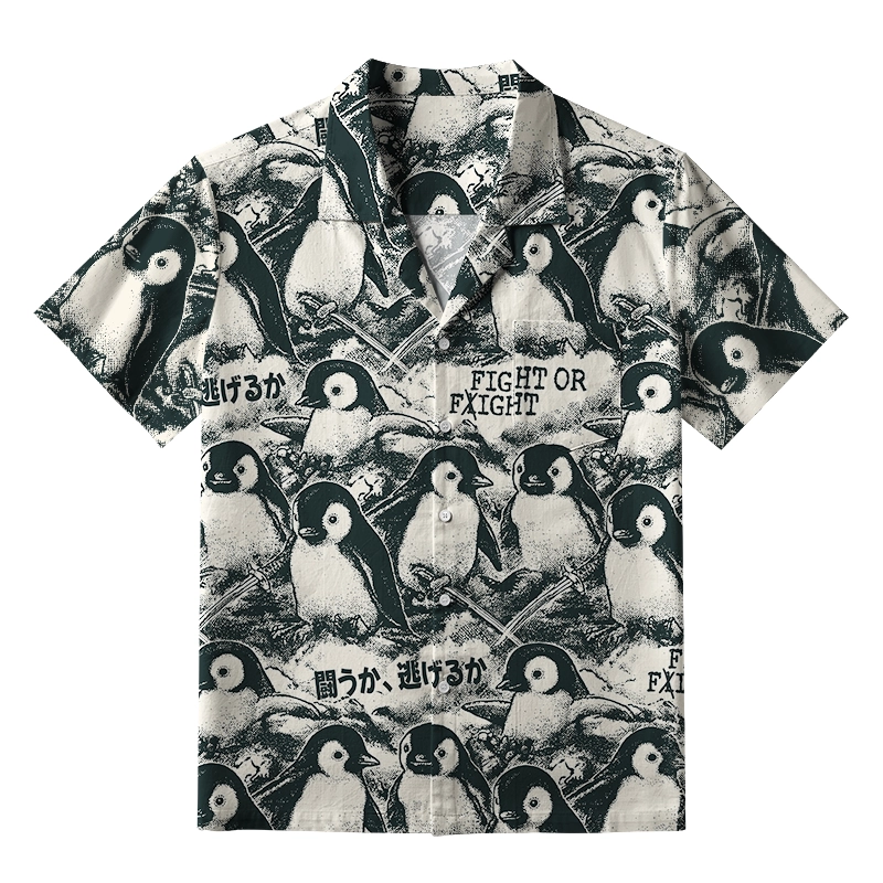 Tokyo-Tiger Penguin Holding A Samurai Sword Aloha Hawaiian Shirt