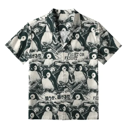 Tokyo-Tiger Penguin Holding A Samurai Sword Aloha Hawaiian Shirt
