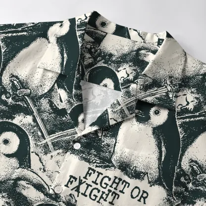 Tokyo-Tiger Penguin Holding A Samurai Sword Aloha Hawaiian Shirt
