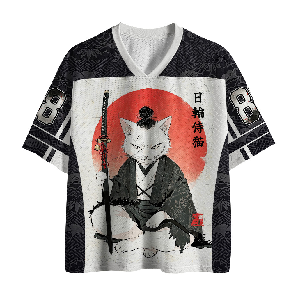 Tokyo-Tiger Japanese Sun Samurai Cat Mesh Jersey