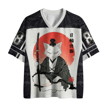 Tokyo-Tiger Japanese Sun Samurai Cat Mesh Jersey
