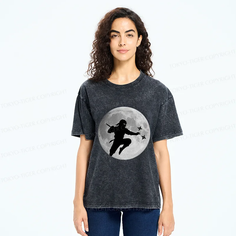 Tokyo-Tiger Ninja Under The Moon Washed T-Shirt