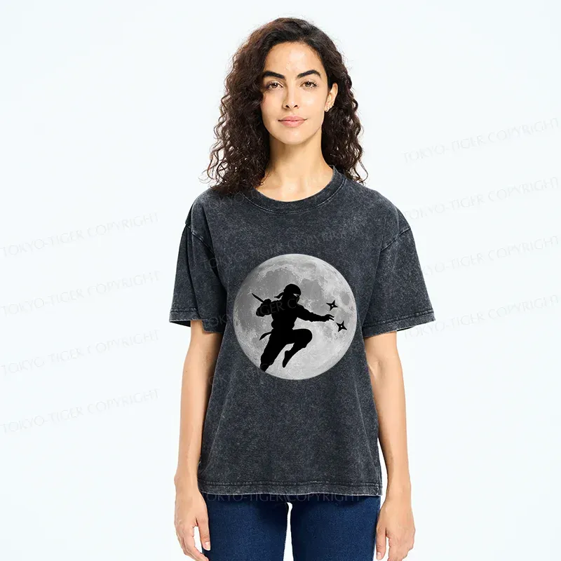 Tokyo-Tiger Ninja Under The Moon Washed T-Shirt