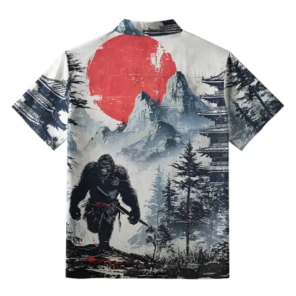 Tokyo-Tiger Japanese Samurai Bigfoot Button-up Shirt