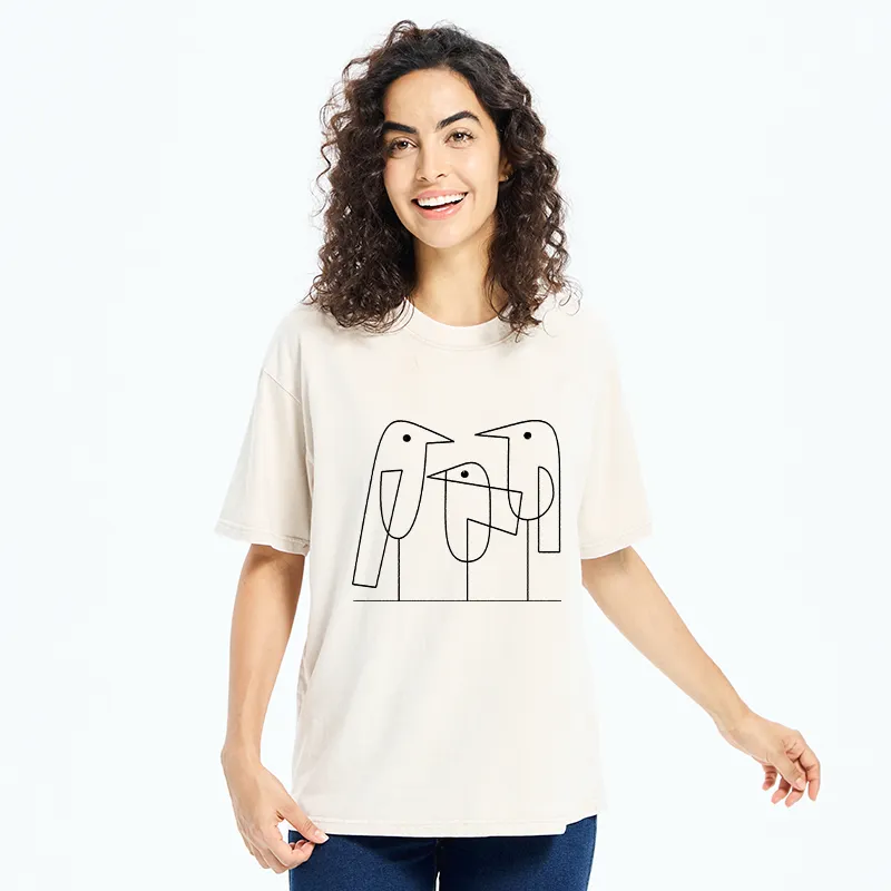 Tokyo‑Tiger Minimalist Bird Washed T-Shirt