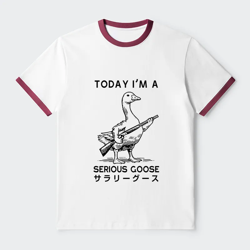 Tokyo-Tiger Serious Stupid Goose Contrast Trim T-Shirt