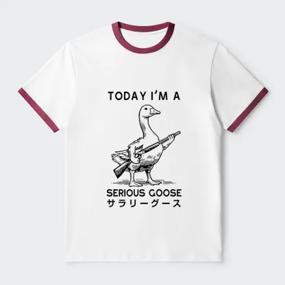 Tokyo-Tiger Serious Stupid Goose Contrast Trim T-Shirt
