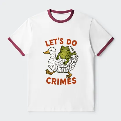 Tokyo-Tiger Frog Ready To Commit Crime Contrast Trim T-Shirt
