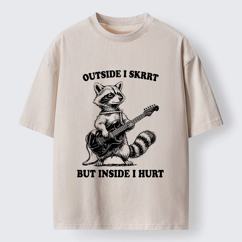 Tokyo‑Tiger Funny Rock Raccoon Washed T‑Shirt