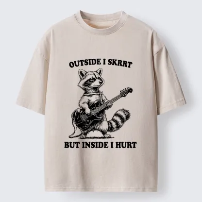 Tokyo‑Tiger Funny Rock Raccoon Washed T‑Shirt