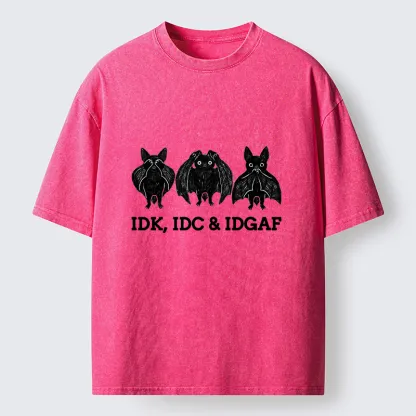 Tokyo-Tiger Three Wise Bats Funny Meme Washed T-Shirt