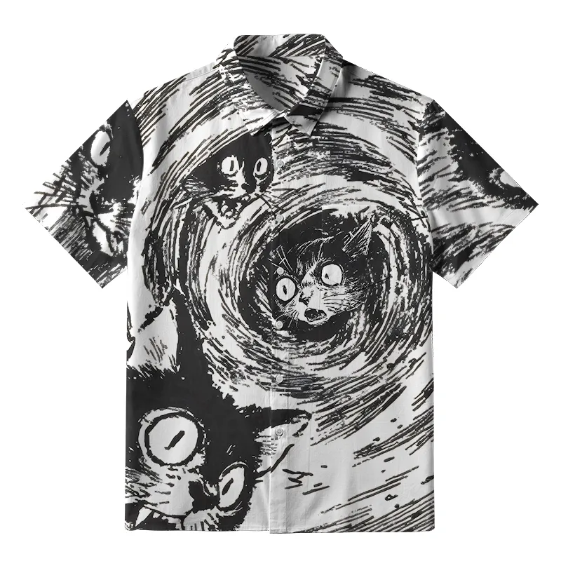 Tokyo-Tiger Cat In The Vortex Button-up Shirt