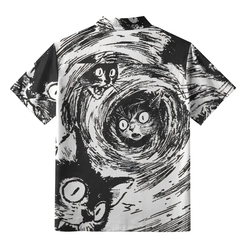 Tokyo-Tiger Cat In The Vortex Button-up Shirt