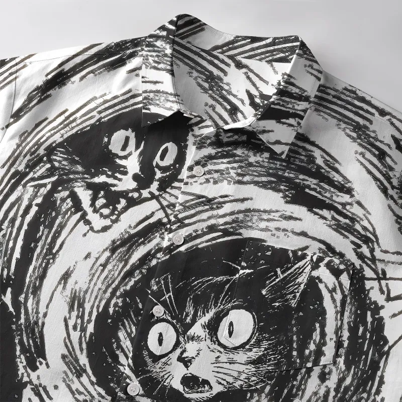 Tokyo-Tiger Cat In The Vortex Button-up Shirt