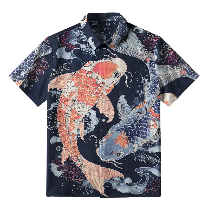 Tokyo-Tiger Two Koi Carps Button-up Shirt